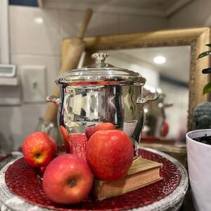 Silver Plated Lidded Ice Bucket with Glass Liner